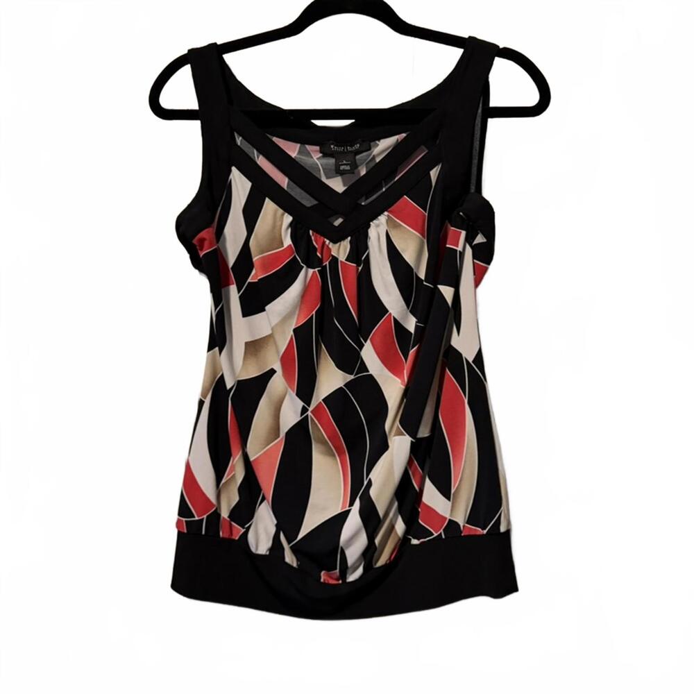 White House Black Market Sleeveless Geometric Print Top Size L - Picture 4 of 5